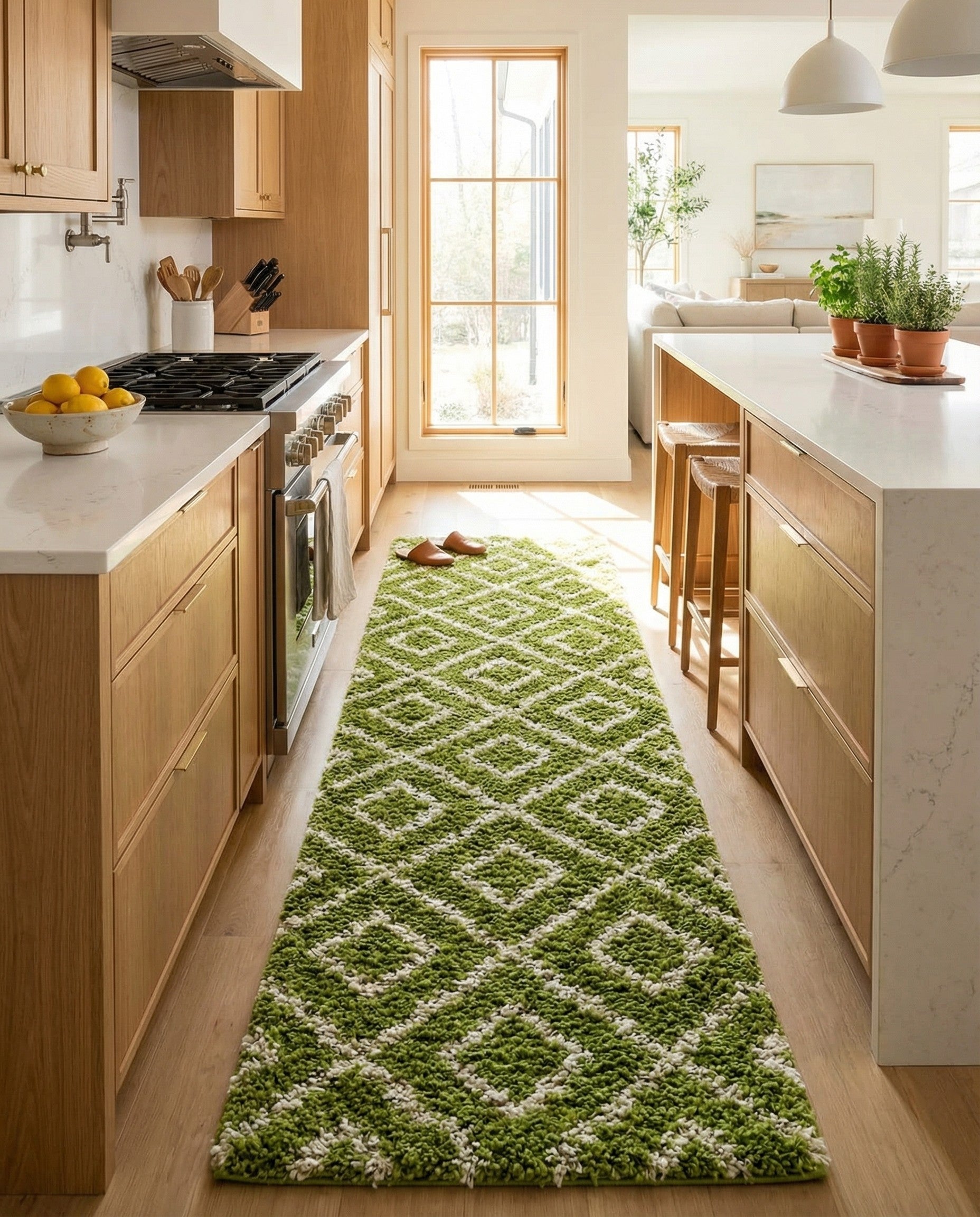  2' 7 x 12' Lattice Shag Runner Rug