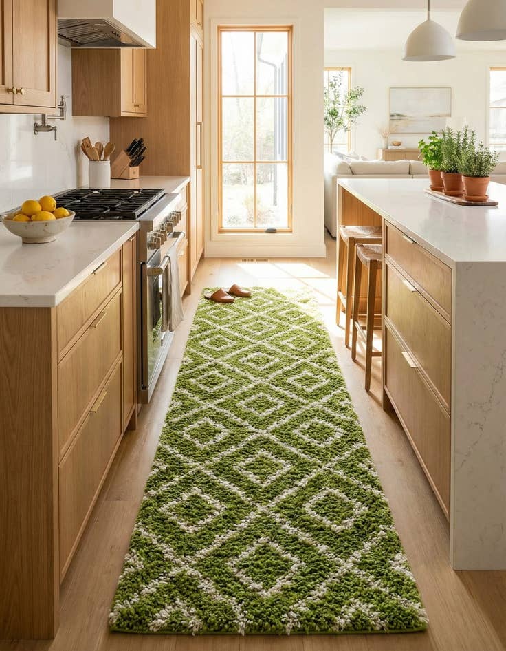 Detail image of  2' 7 x 12' Lattice Shag Runner Rug