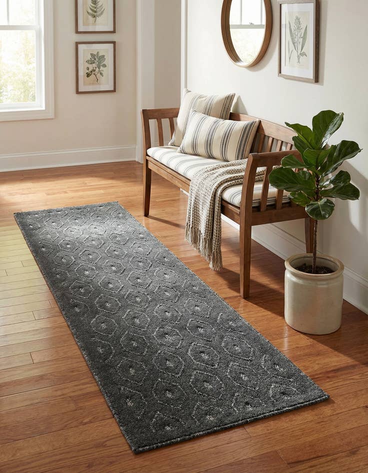 Detail image of 2' x 6' Easy-Clean Trellis Textured Indoor / Outdoor Runner Rug