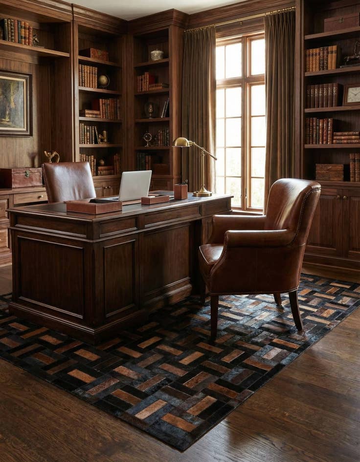 Detail image of  5' 2 x 8' 1 Cowhide - Patchwork Rug