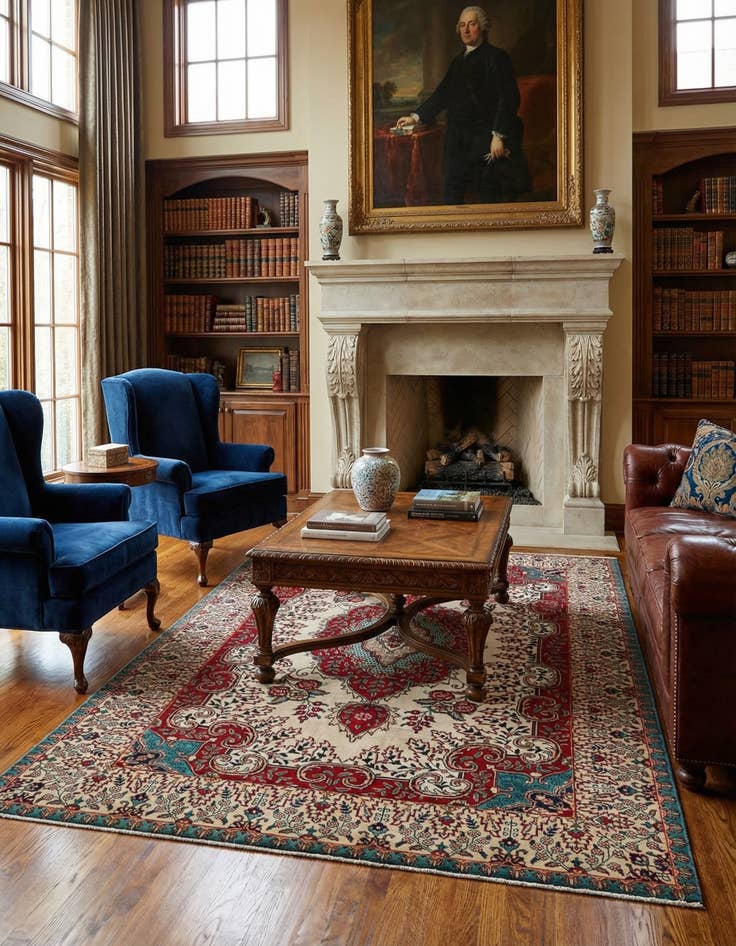 Detail image of 6' 6 x 10'  Hand Knotted Tabriz Persian Wool Rug