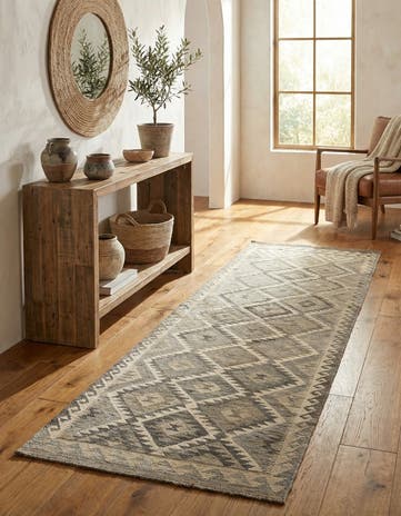 2' 9 x 10' 1 Hand Woven Kilim Maymana Wool Runner Rug
