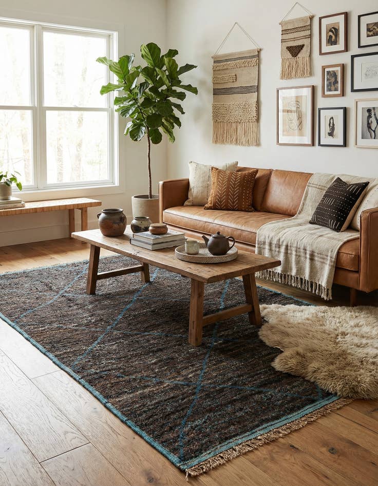 Detail image of 5' x 8' 5 Hand Knotted Moroccan Wool Rug