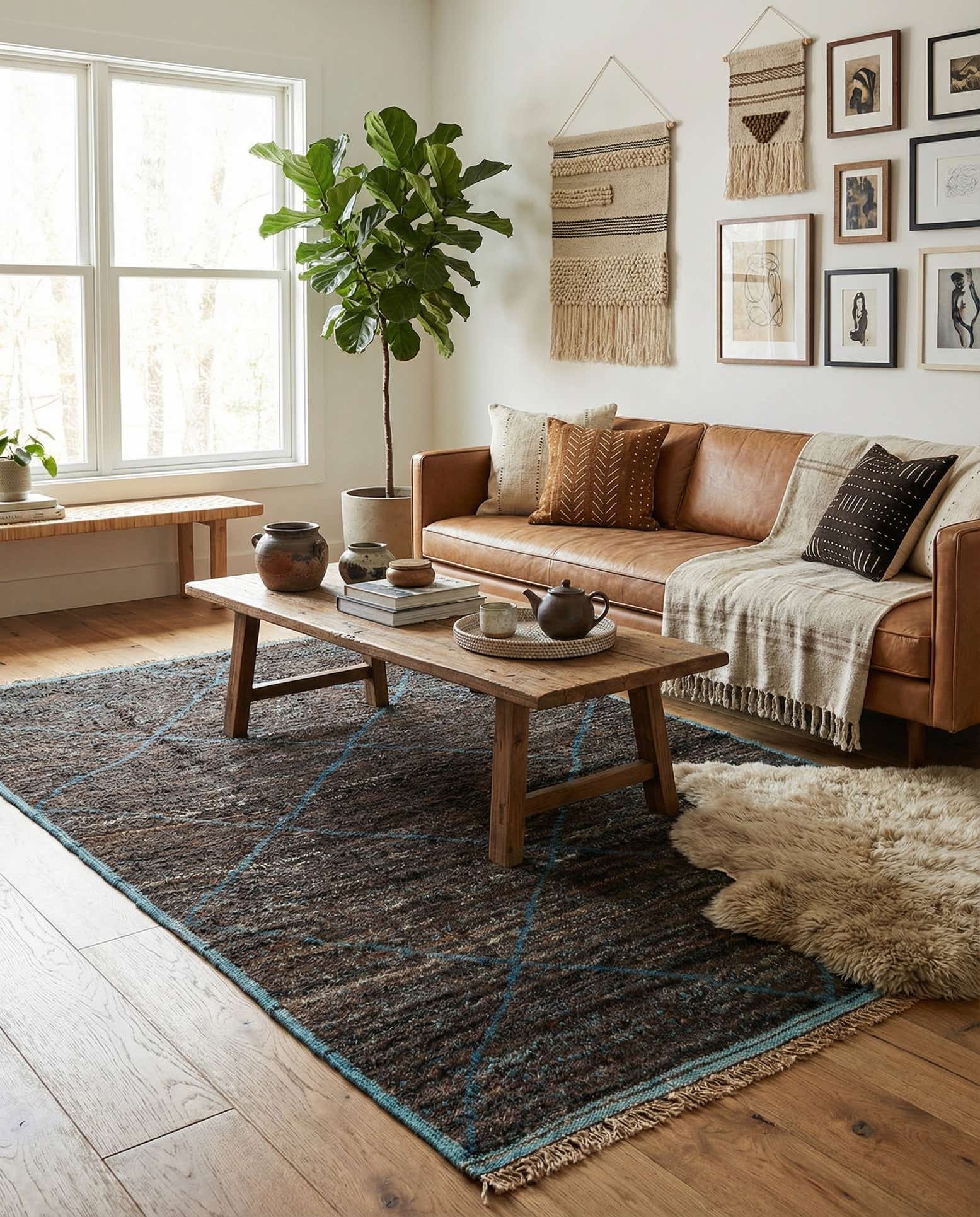 5' x 8' 5 Hand Knotted Moroccan Wool Rug