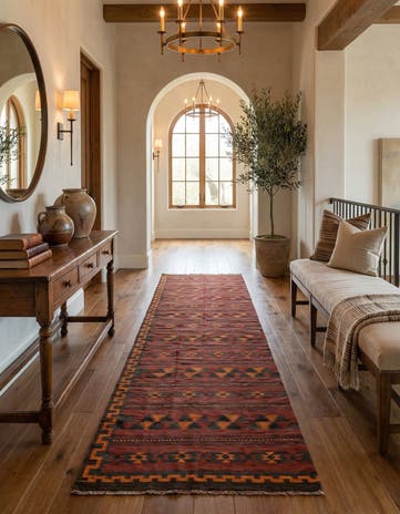 4' 4 x 11' Hand Woven Kilim Fars Wool Runner Rug