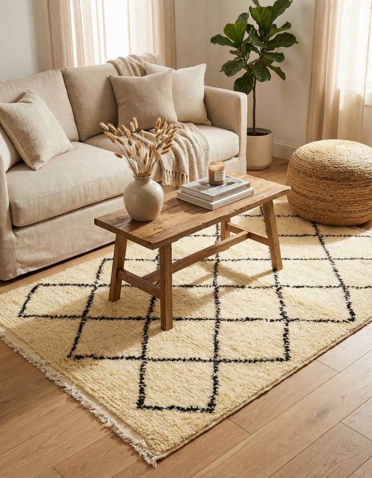 Detail image of 3' 6 x 4' 8  Hand Knotted Moroccan Wool Rug