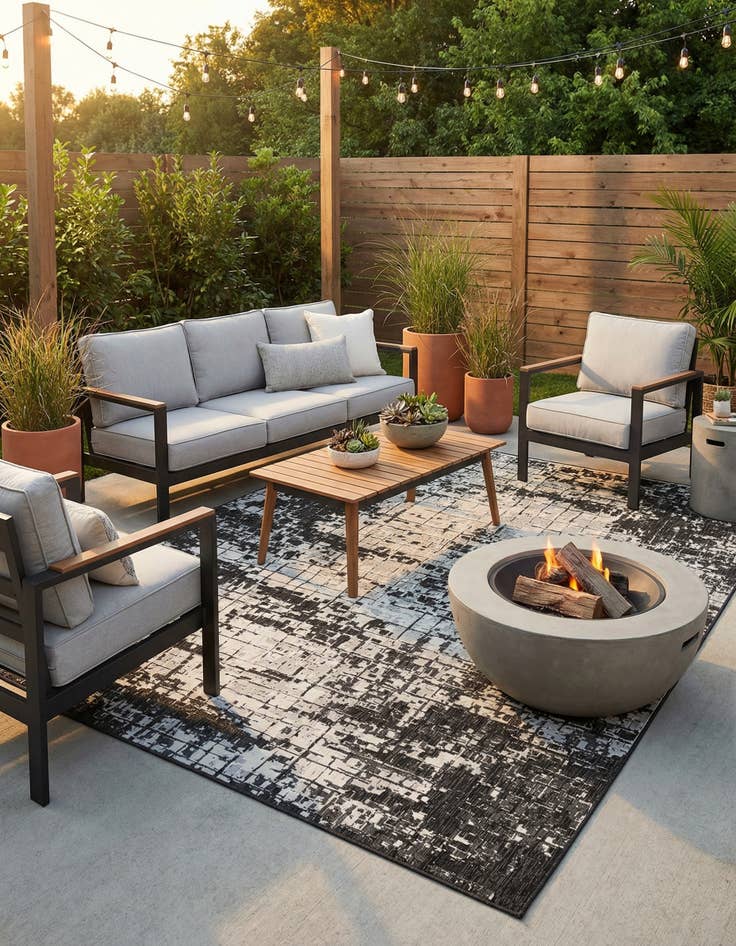 Detail image of 9' x 12'  Washable Modern Indoor / Outdoor Rug