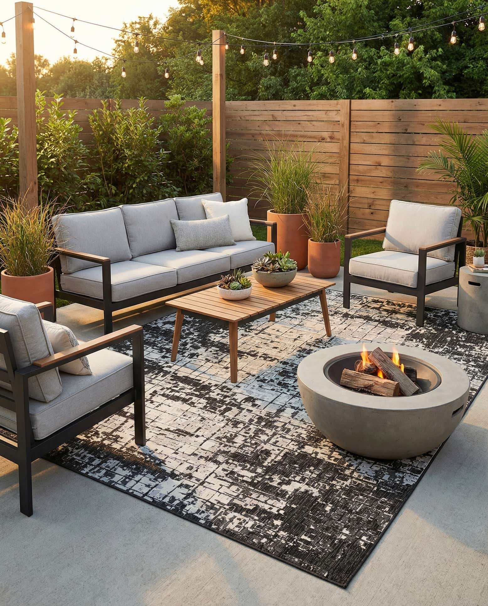 9' x 12' Easy-Clean Modern Indoor / Outdoor Rug