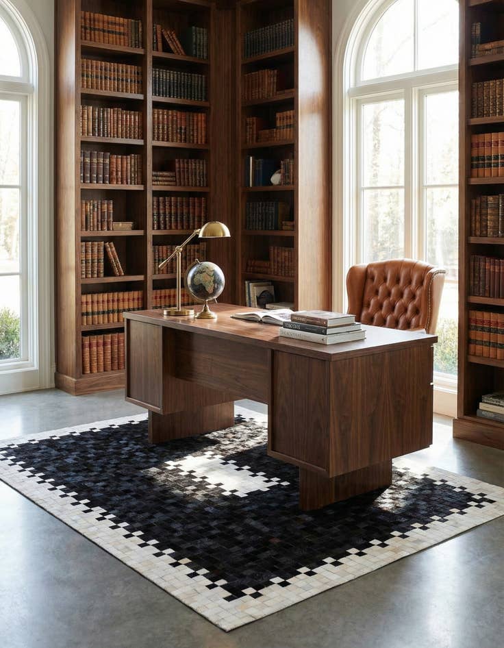 Detail image of 5' 2 x 7' 11 Cowhide Stocks Rug