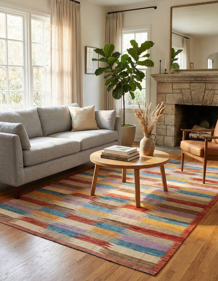 Detail image of 6' 8 x 9' 9  Hand Woven Kilim Modern Wool Rug