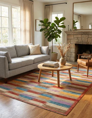 6' 8 x 9' 9 Hand Woven Kilim Modern Wool Rug