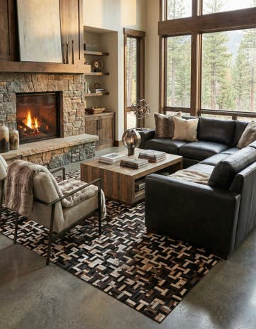 8' x 10' Cowhide Leather Rug