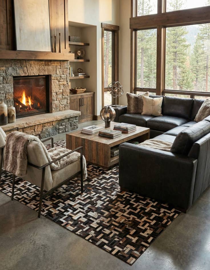 Detail image of  8' x 10' Cowhide Leather Rug