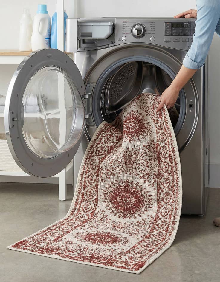 Detail image of  2' 7 x 12'  Washable Traditional Indoor / Outdoor Runner Rug