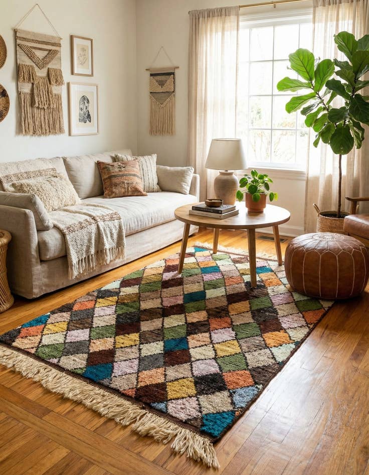 Detail image of  5' 8 x 8' 4  Hand Knotted Moroccan Wool Rug