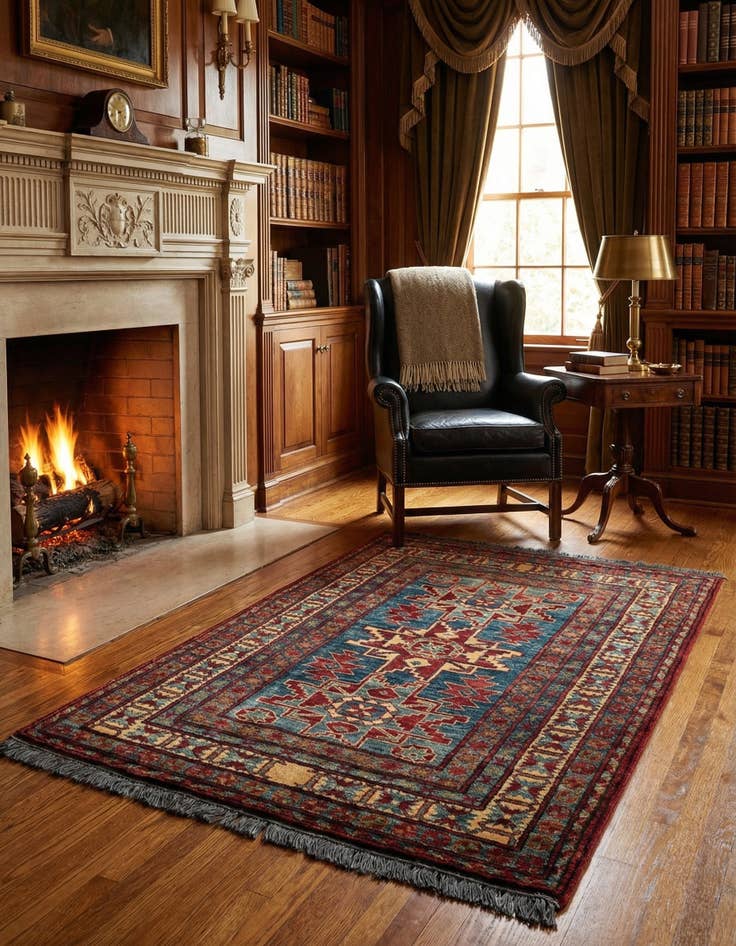 Detail image of  3' 2 x 4' 4  Hand Knotted Kazak Wool Rug