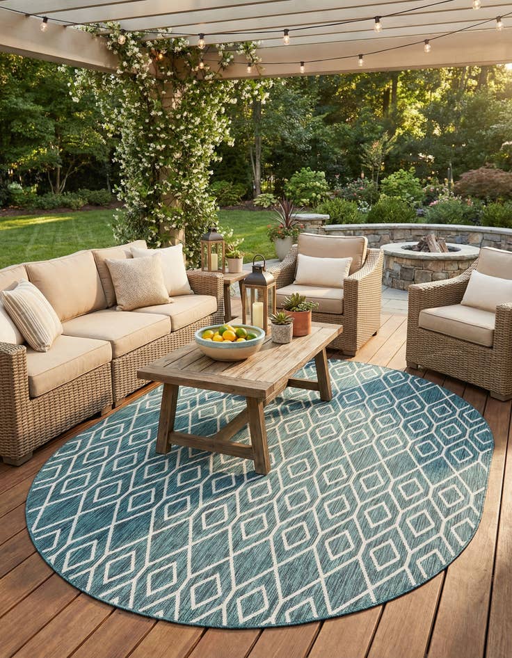 Detail image of  7' 10 x 10'  Washable Jill Zarin Turks and Caicos Indoor / Outdoor Oval Rug