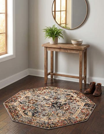 Blue Saturn Octagon Rug