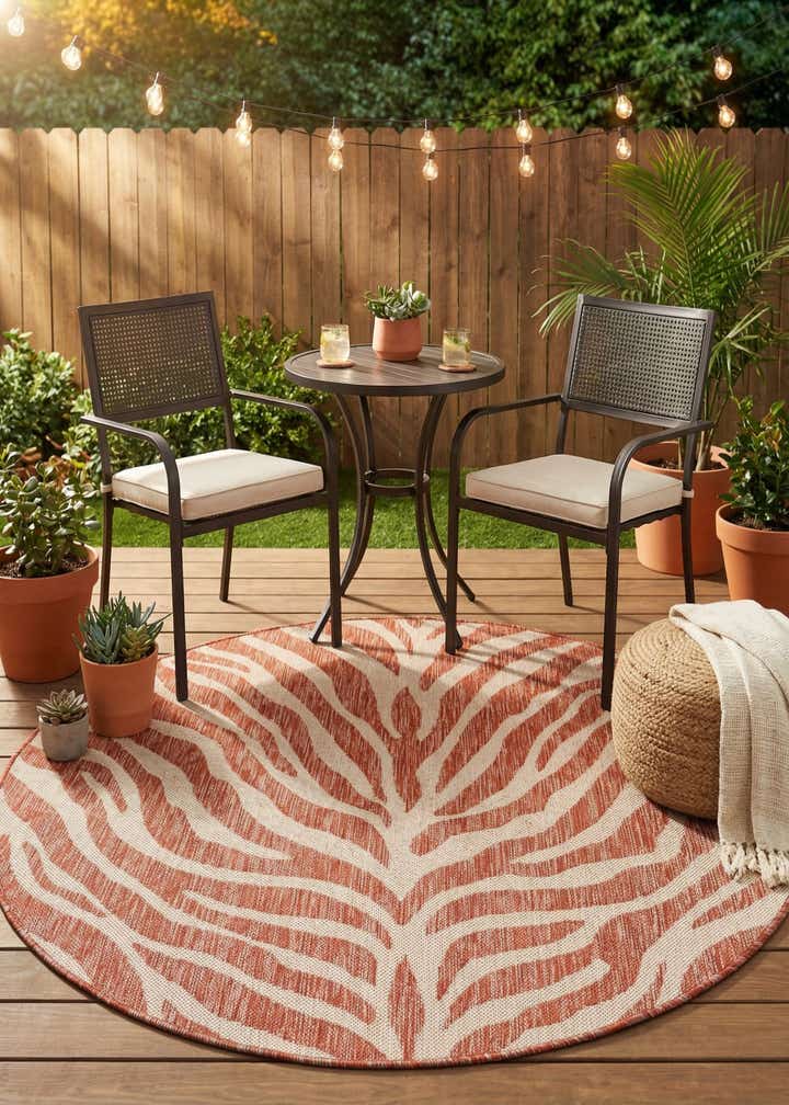 4' x 4' Easy-Clean Safari Indoor / Outdoor Round Rug