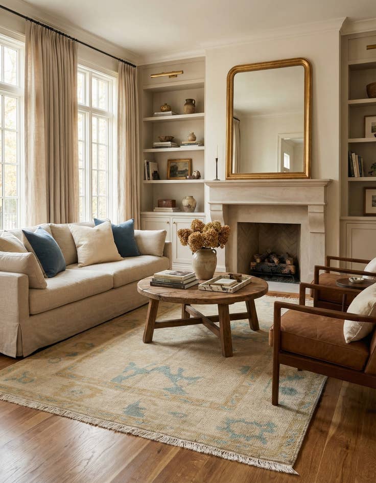 Detail image of 4' x 6'  Hand Knotted Oushak Wool Rug