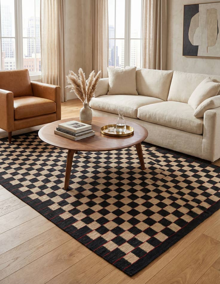 Detail image of 5' 8 x 7' 7  Hand Woven Kilim Modern Wool Rug