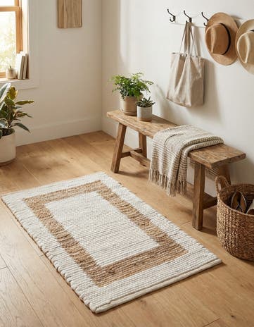 2' x 3' 1 Hand Woven Chindi Jute Rug