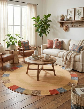 Beige Kashkuli Gabbeh Round Rug