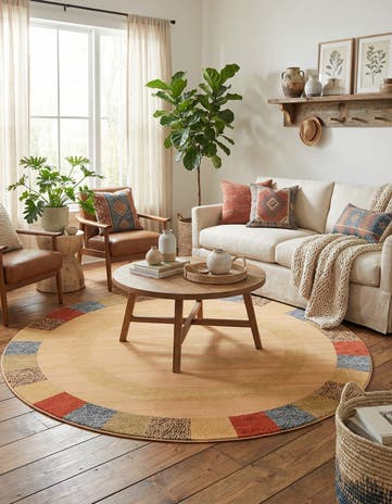 Beige Kashkuli Gabbeh Round Rug