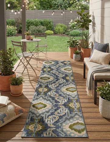 2' 7 x 11' Easy-Clean Modern Indoor / Outdoor Runner Rug