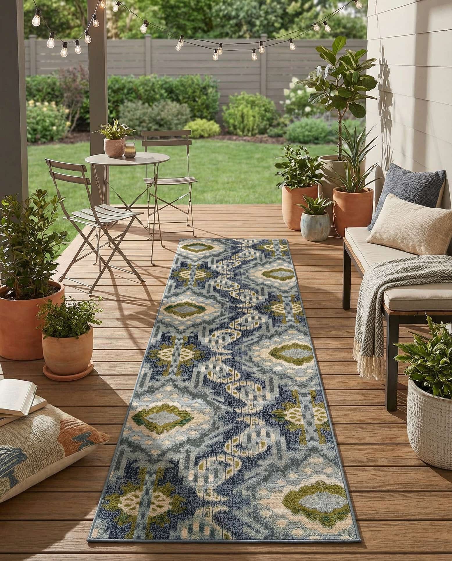 2' 7 x 11' Easy-Clean Modern Indoor / Outdoor Runner Rug
