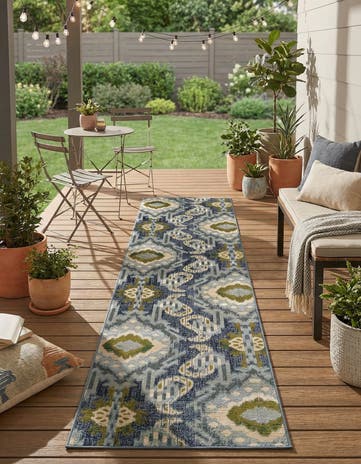 2' 7 x 11' Easy-Clean Modern Indoor / Outdoor Runner Rug