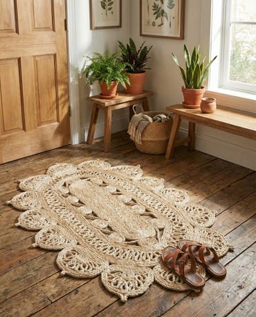  2' x 3' 1  Hand Braided Jute Oval Rug