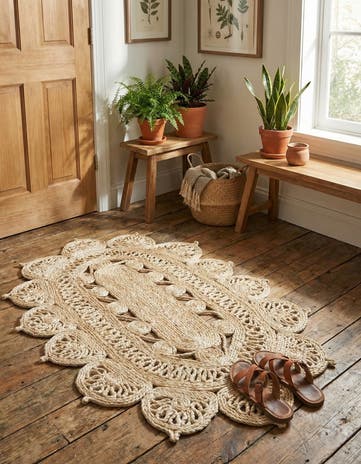 2' x 3' 1 Handmade Braided Jute Oval Rug
