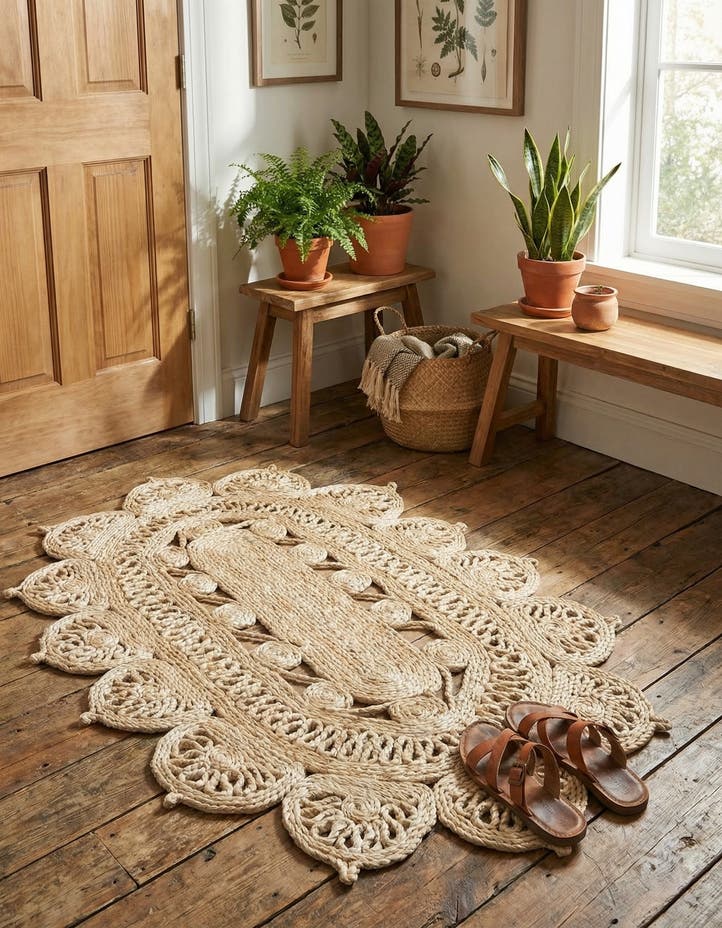 2' x 3' 1 Handmade Braided Jute Oval Rug