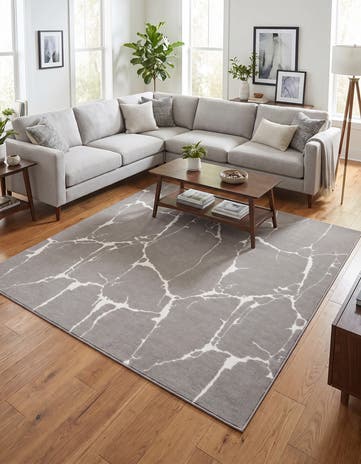 Gray and Silver Vogue Geo Square Rug