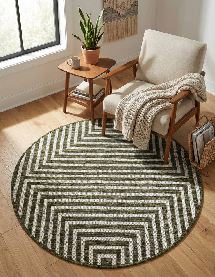 Detail image of 3' x 3'  Washable Modern Indoor / Outdoor Round Rug