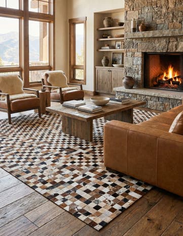 7' 11 x 9' 9 Cowhide Stocks Rug