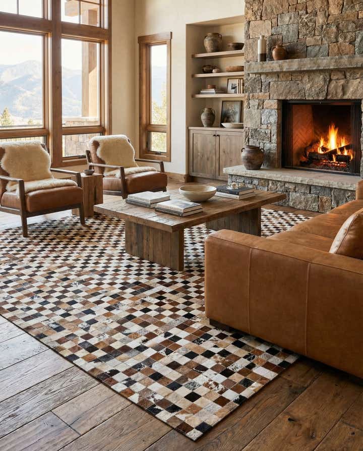 7' 11 x 9' 9 Cowhide Stocks Rug