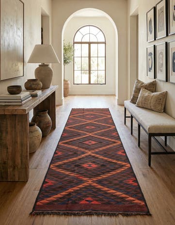 3' 10 x 11' Hand Woven Kilim Fars Wool Runner Rug