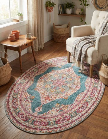 Turquoise Santiago Oval Rug