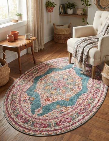 Turquoise Santiago Oval Rug