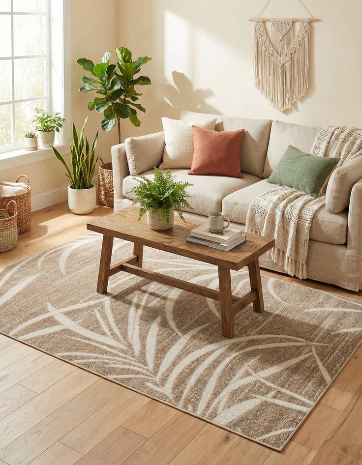 Detail image of 5' x 8'  Washable Botanical Indoor / Outdoor Rug