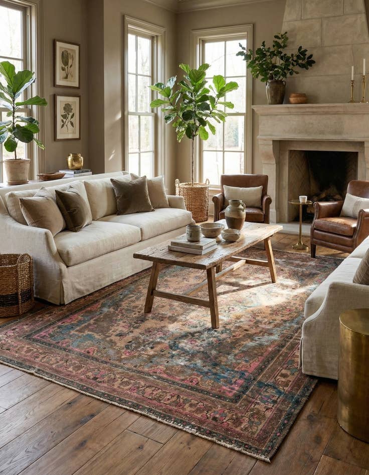 Detail image of 6' 7 x 9' 8  Hand Knotted Ultra Vintage Persian Wool Rug