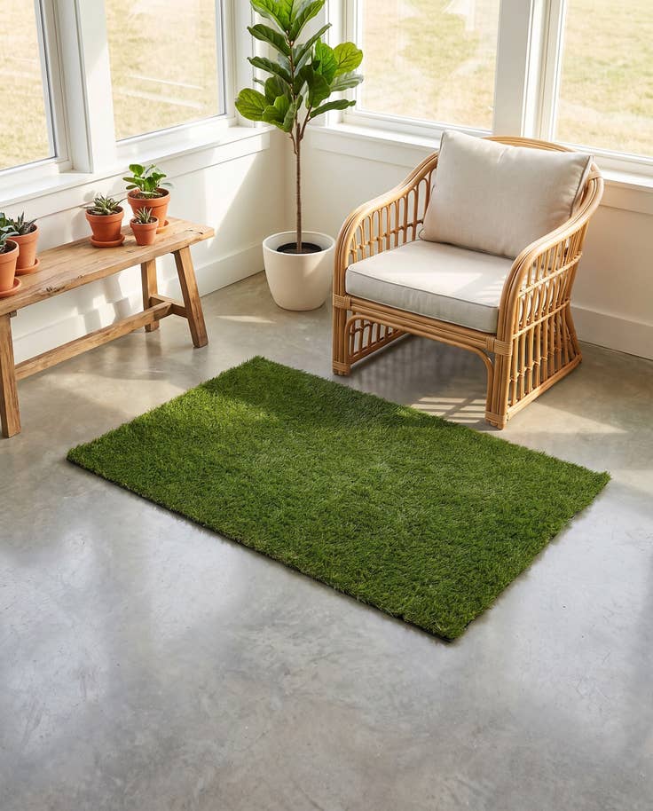 Detail image of 3' 3 x 5' 3 Easy-Clean Grass Indoor / Outdoor Rug