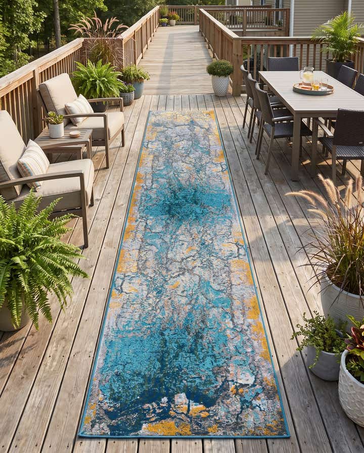 2' 7 x 12' Easy-Clean Modern Indoor / Outdoor Runner Rug