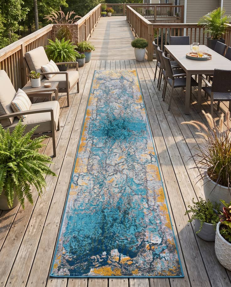 Detail image of 2' 7 x 12' Easy-Clean Modern Indoor / Outdoor Runner Rug