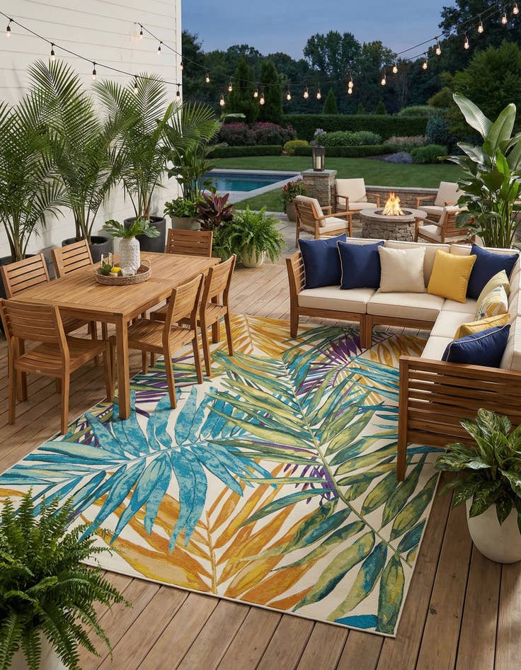 Detail image of 10' x 14' 2  Washable Botanical Indoor / Outdoor Rug