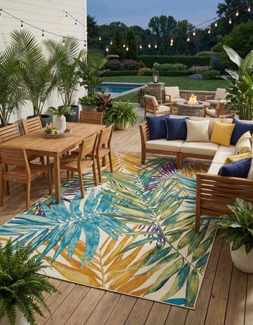 10' x 14' 2 Easy-Clean Botanical Indoor / Outdoor Rug