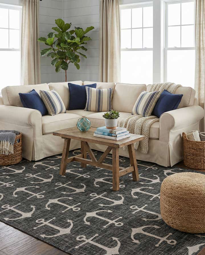 7' 10 x 11' Easy-Clean Coastal Indoor / Outdoor Rug