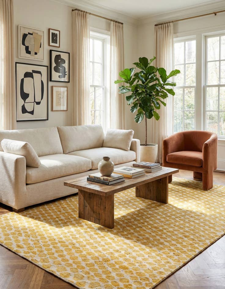 Detail image of  5' 10 x 9'  Hand Knotted Darya Wool Rug